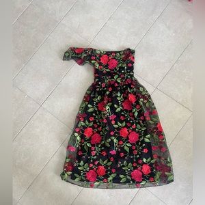 New with tags embroidered midi dress one shoulder size XS